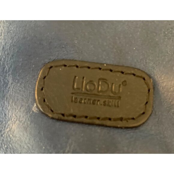 Liodu Blue Leather Backpack With Buckle Strap & Zipper Pockets - Picture 3 of 11